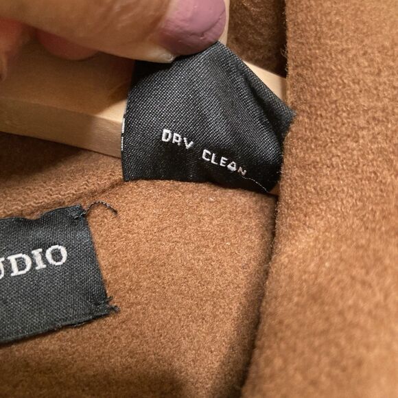 Sutton Studio Petite Camel Coat Womens Size 2P Cashmere Blend Classic Tan Pocket - Picture 11 of 13